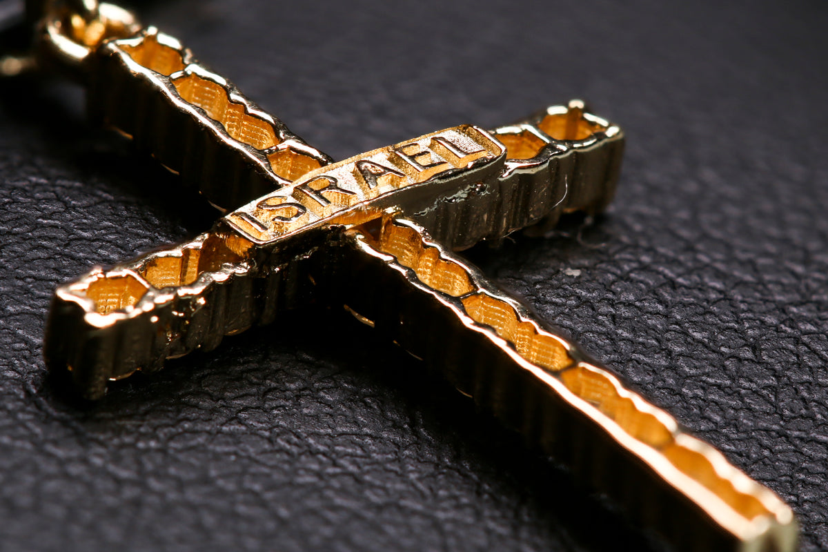 Gold cross pendant chain top