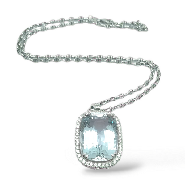 Aquamarine Pendant with Diamonds - Far East Gems & Jewellery