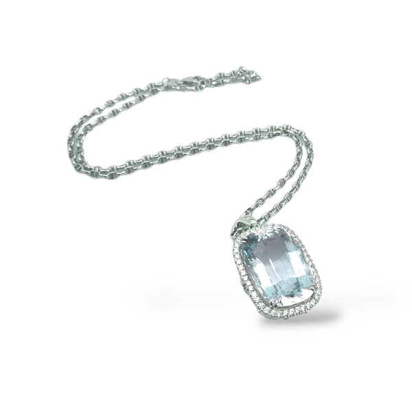 Aquamarine Pendant with Diamonds - Far East Gems & Jewellery