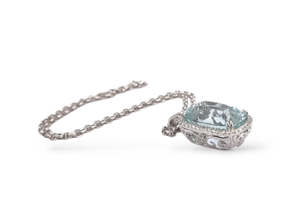 Aquamarine Pendant with Diamonds - Far East Gems & Jewellery