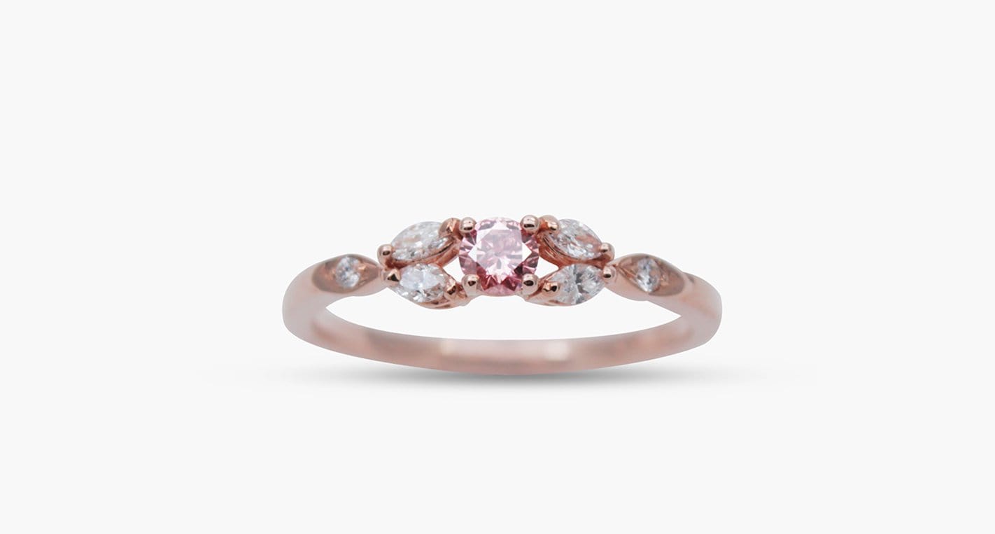 Round Pink Diamond Ring, 0.11ct - Far East Gems & Jewellery