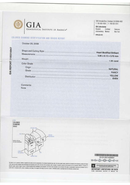 Fancy Yellow Diamond 1.06 ct - Far East Gems & Jewellery