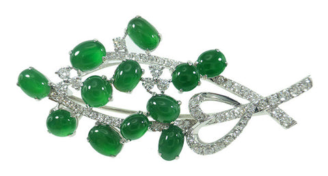 Jade Brooch with Diamond, Natural A-Jade - Far East Gems & Jewellery