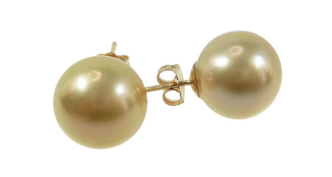 Golden South Sea Pearl Earrings - Far East Gems & Jewellery