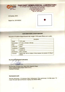 Unheated Burmese Ruby 1.01ct - Far East Gems & Jewellery