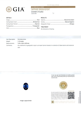 Blue Sapphire 1.12ct Ethiopia No Heat - Far East Gems & Jewellery