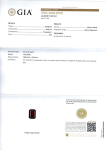 Red Spinel 1.22ct Myanmar No Heat - Far East Gems & Jewellery