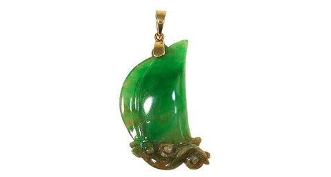 Jade Boat Carving Pendant 25.02ct Natural A-JADE - Far East Gems & Jewellery