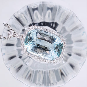 Aquamarine Pendant with Diamonds - Far East Gems & Jewellery