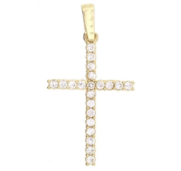 Yellow Gold Cross Pendant with Diamonds 18K - Far East Gems & Jewellery