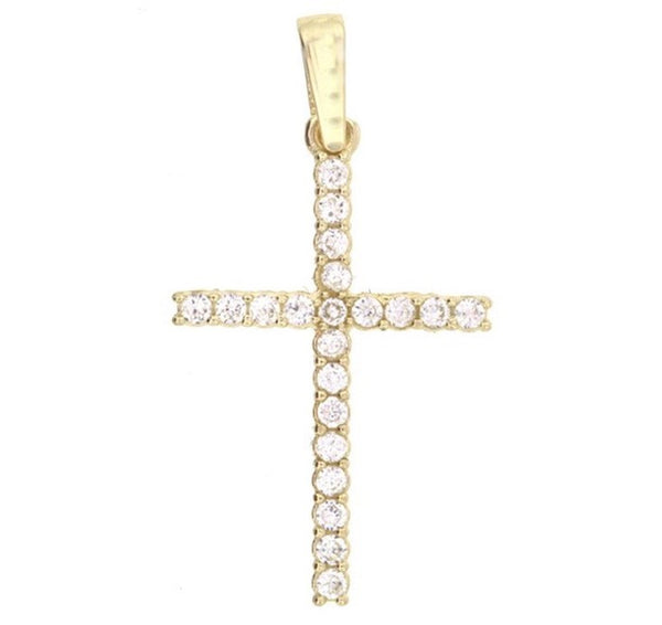 Yellow Gold Cross Pendant with Diamonds 18K - Far East Gems & Jewellery