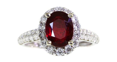 Ruby Ring 2.19ct 18k white gold with Diamonds - Far East Gems & Jewellery