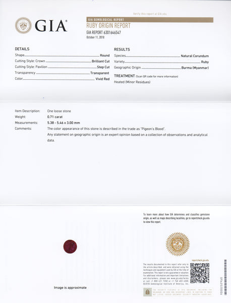 Pigeon's Blood Ruby Myanmar 0.71ct - Far East Gems & Jewellery