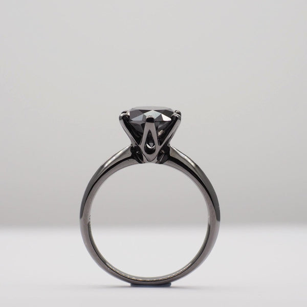 Black Diamond Ring, 18k Black Gold 2.55ct Natural Black Diamond with GIA cert - Far East Gems & Jewellery