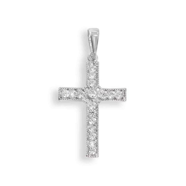 White Gold Cross Pendant with Diamonds 18K - Far East Gems & Jewellery
